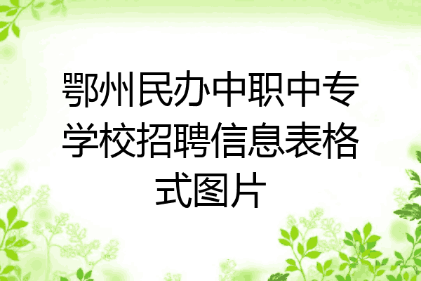 鄂州民办中职中专学校招聘信息表格式图片