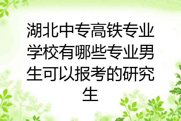 湖北中专高铁专业学校有哪些专业男生可以报考的研究生