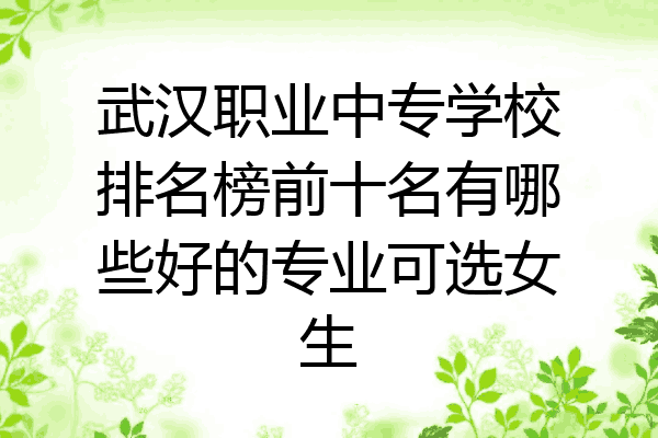 武汉职业中专学校排名榜前十名有哪些好的专业可选女生
