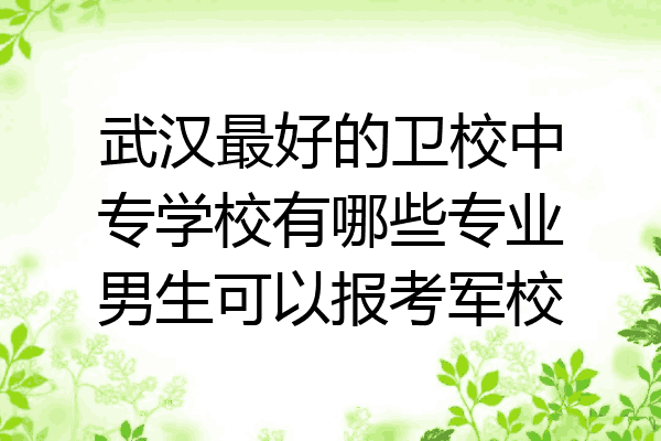 武汉最好的卫校中专学校有哪些专业男生可以报考军校