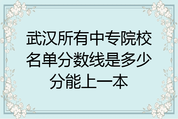 武汉所有中专院校名单分数线是多少分能上一本