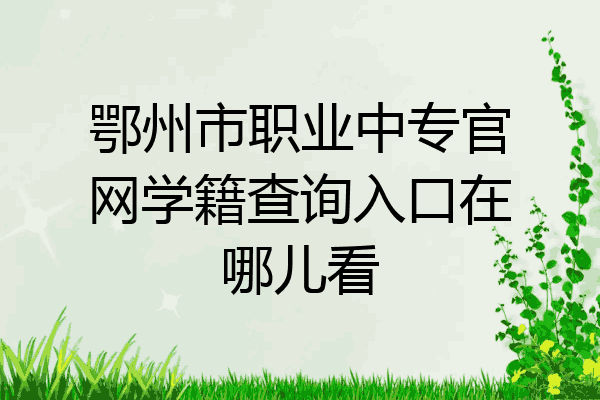 鄂州市职业中专官网学籍查询入口在哪儿看