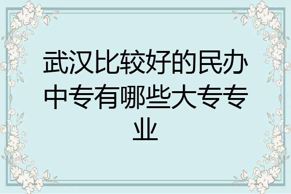武汉比较好的民办中专有哪些大专专业