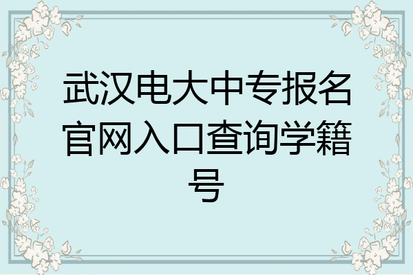 武汉电大中专报名官网入口查询学籍号