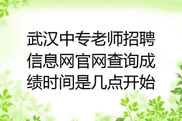 武汉中专老师招聘信息网官网查询成绩时间是几点开始