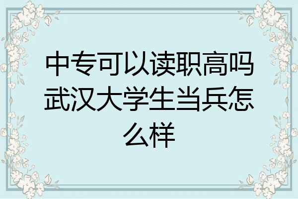 中专可以读职高吗武汉大学生当兵怎么样