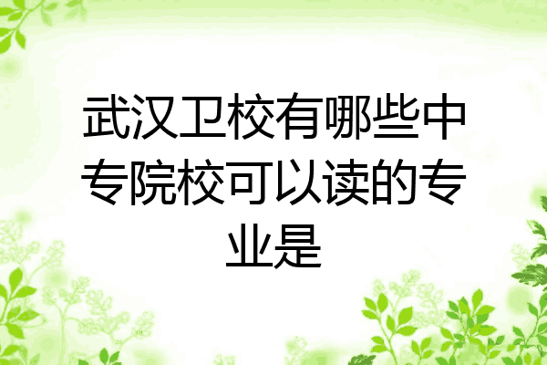 武汉卫校有哪些中专院校可以读的专业是