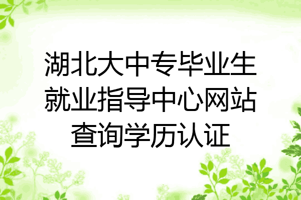湖北大中专毕业生就业指导中心网站查询学历认证