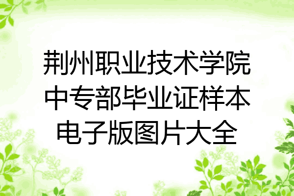 荆州职业技术学院中专部毕业证样本电子版图片大全