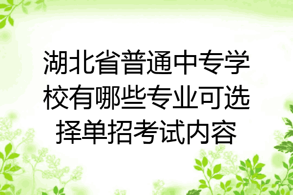湖北省普通中专学校有哪些专业可选择单招考试内容