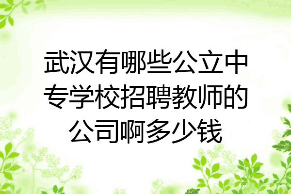 武汉有哪些公立中专学校招聘教师的公司啊多少钱
