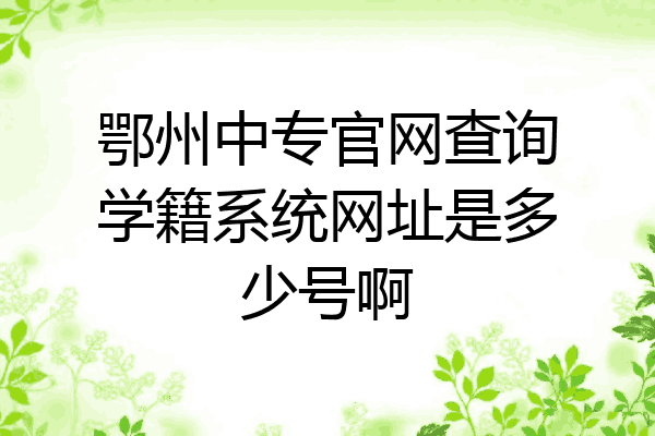 鄂州中专官网查询学籍系统网址是多少号啊