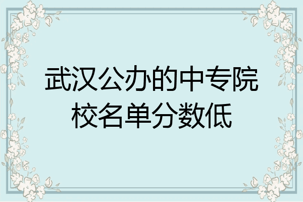 武汉公办的中专院校名单分数低