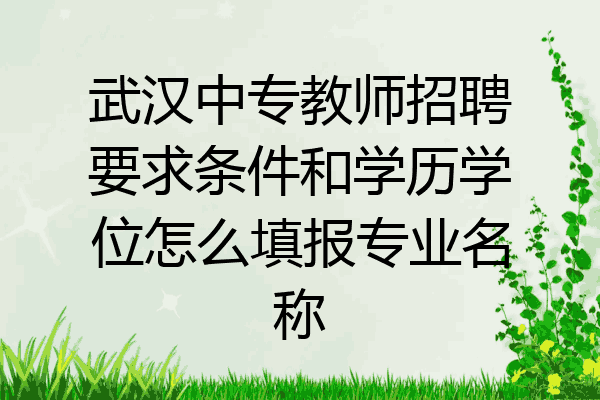 武汉中专教师招聘要求条件和学历学位怎么填报专业名称