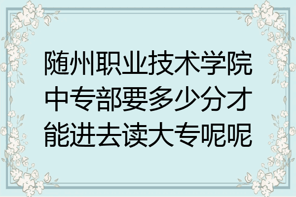 随州职业技术学院中专部要多少分才能进去读大专呢呢