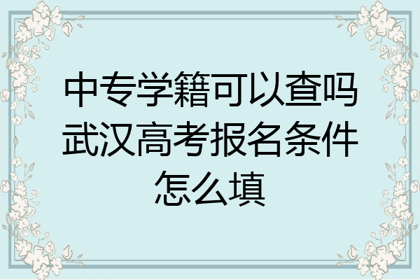 中专学籍可以查吗武汉高考报名条件怎么填