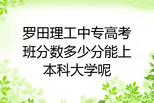 罗田理工中专高考班分数多少分能上本科大学呢