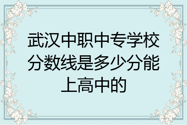 武汉中职中专学校分数线是多少分能上高中的