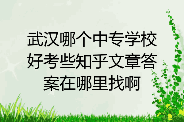 武汉哪个中专学校好考些知乎文章答案在哪里找啊