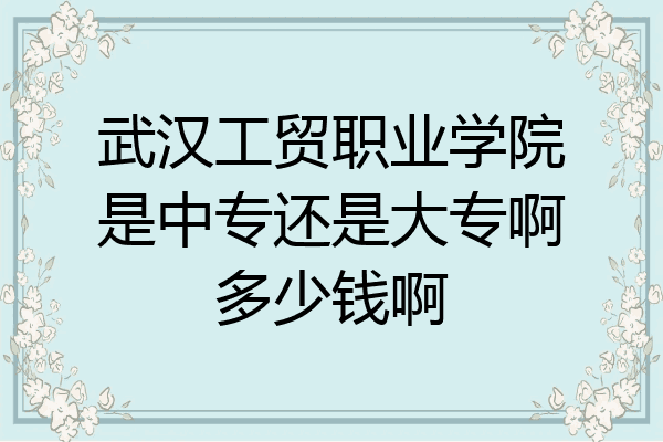 武汉工贸职业学院是中专还是大专啊多少钱啊