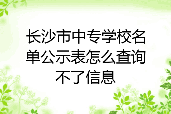 长沙市中专学校名单公示表怎么查询不了信息
