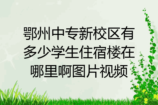 鄂州中专新校区有多少学生住宿楼在哪里啊图片视频