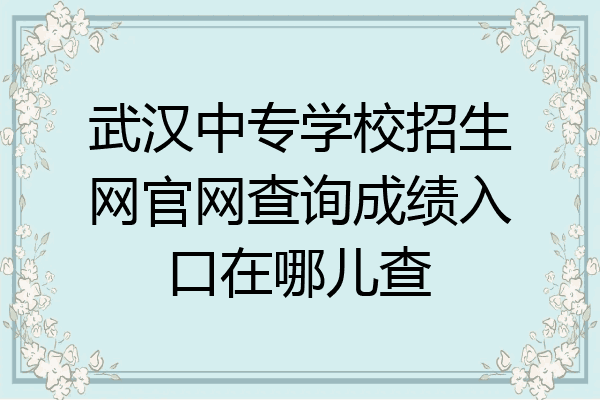 武汉中专学校招生网官网查询成绩入口在哪儿查