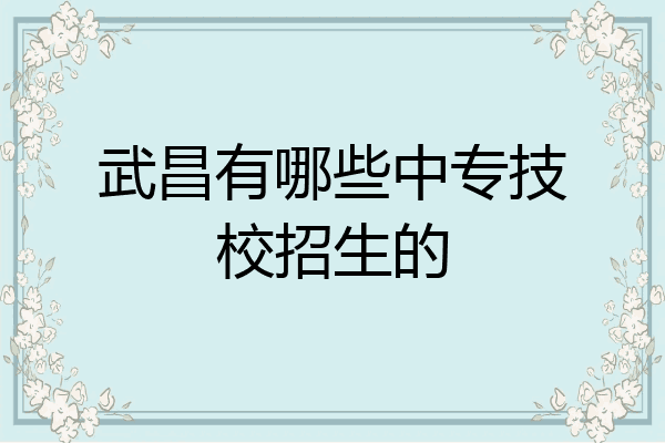 武昌有哪些中专技校招生的