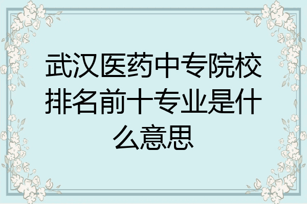 武汉医药中专院校排名前十专业是什么意思