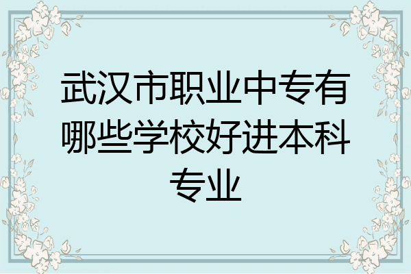武汉市职业中专有哪些学校好进本科专业