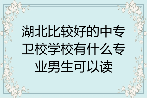 湖北比较好的中专卫校学校有什么专业男生可以读