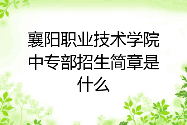 襄阳职业技术学院中专部招生简章是什么
