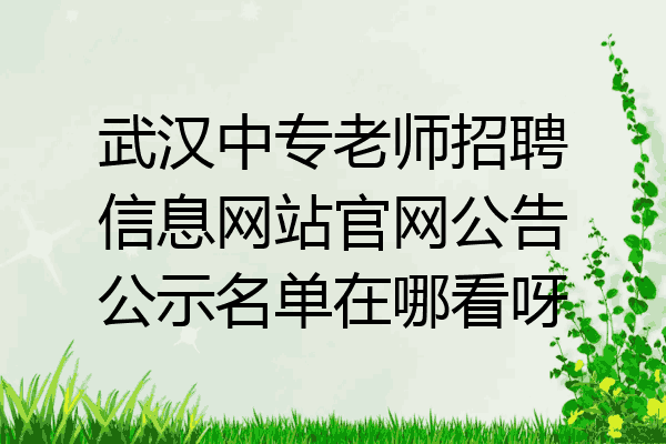 武汉中专老师招聘信息网站官网公告公示名单在哪看呀