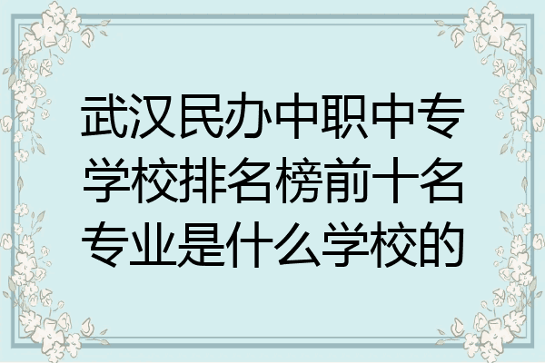 武汉民办中职中专学校排名榜前十名专业是什么学校的