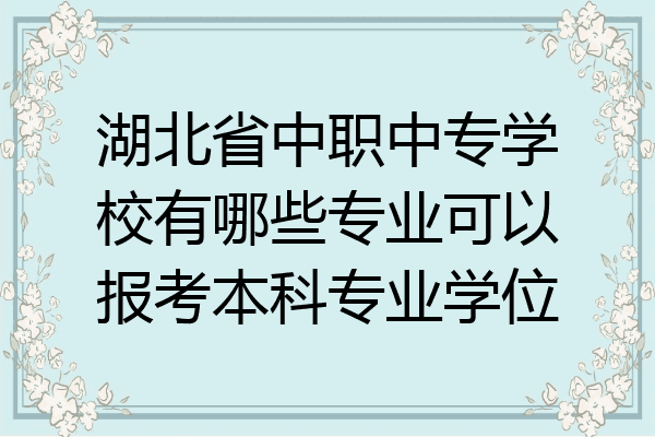 湖北省中职中专学校有哪些专业可以报考本科专业学位