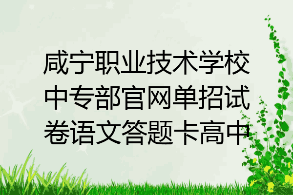 咸宁职业技术学校中专部官网单招试卷语文答题卡高中