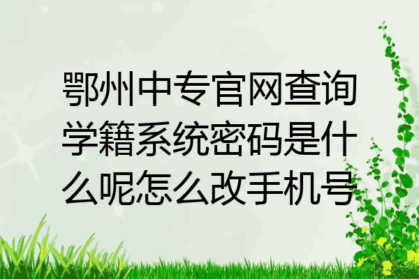 鄂州中专官网查询学籍系统密码是什么呢怎么改手机号
