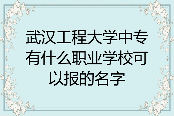 武汉工程大学中专有什么职业学校可以报的名字