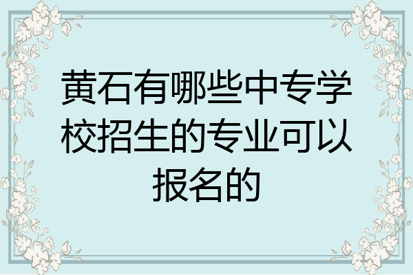 黄石有哪些中专学校招生的专业可以报名的