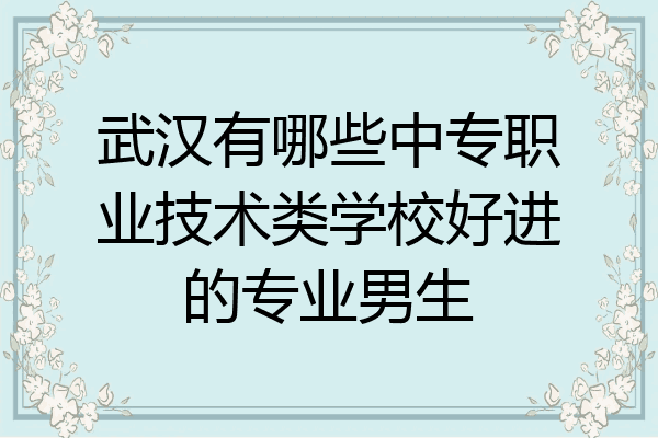 武汉有哪些中专职业技术类学校好进的专业男生