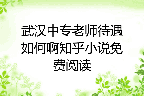 武汉中专老师待遇如何啊知乎小说免费阅读