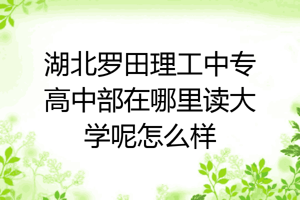 湖北罗田理工中专高中部在哪里读大学呢怎么样