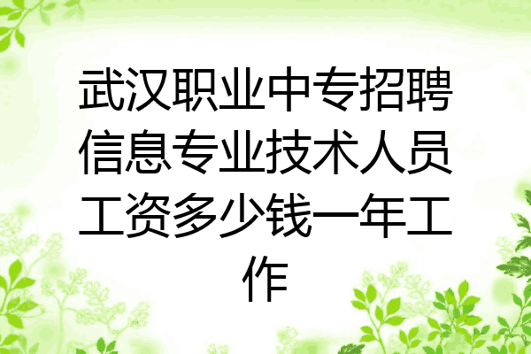 武汉职业中专招聘信息专业技术人员工资多少钱一年工作