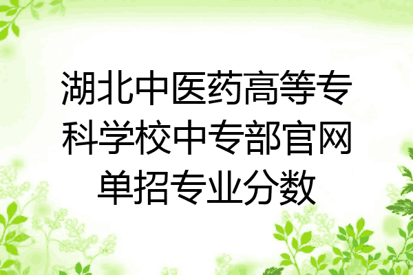 湖北中医药高等专科学校中专部官网单招专业分数