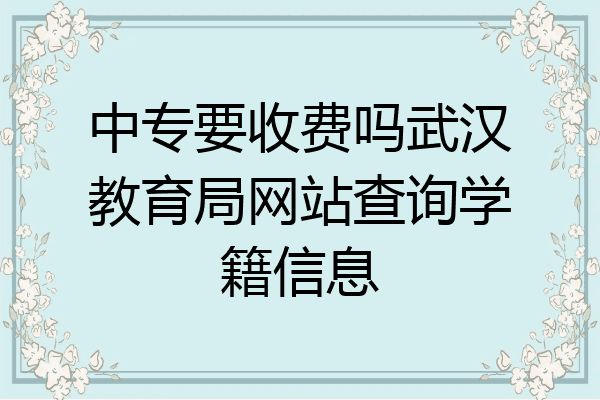 中专要收费吗武汉教育局网站查询学籍信息