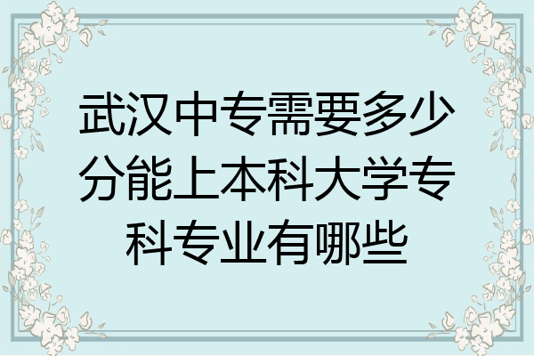 武汉中专需要多少分能上本科大学专科专业有哪些
