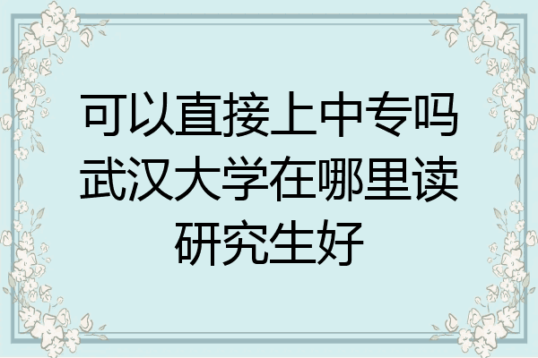 可以直接上中专吗武汉大学在哪里读研究生好