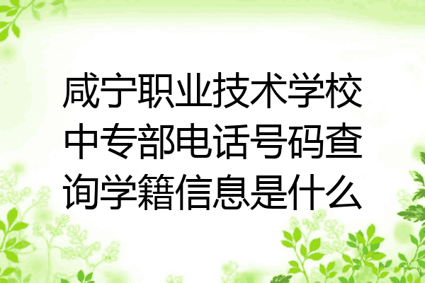 咸宁职业技术学校中专部电话号码查询学籍信息是什么