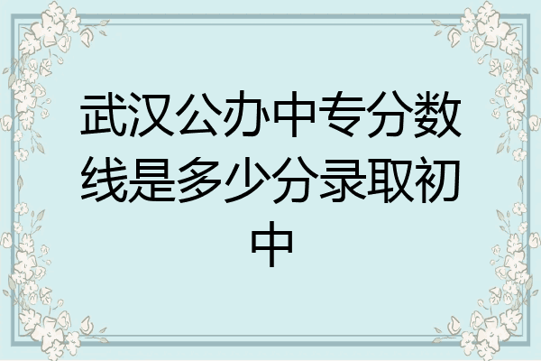 武汉公办中专分数线是多少分录取初中