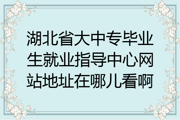 湖北省大中专毕业生就业指导中心网站地址在哪儿看啊